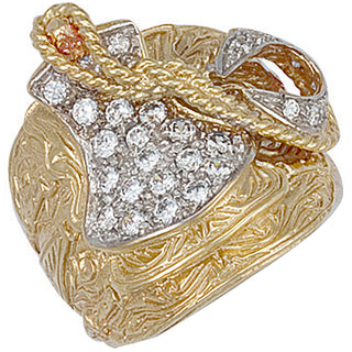 Yellow Gold CZ Saddle Ring 28g