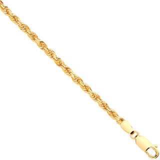 Yellow Gold D/c 3.0mm Solid Rope Chain