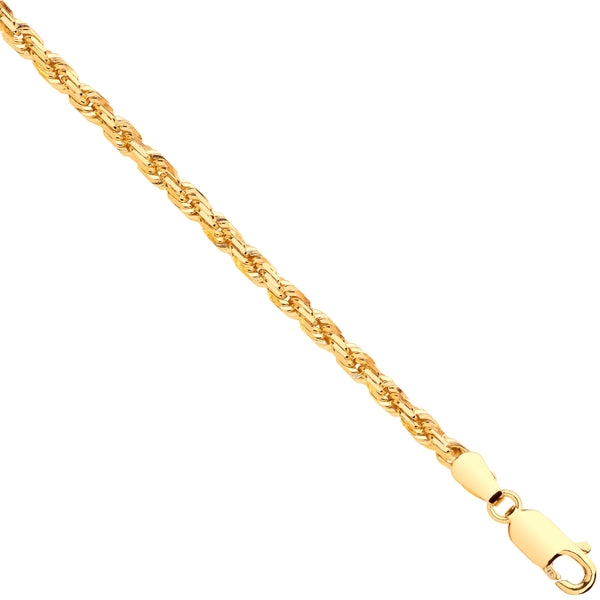 Yellow Gold D/c 3.0mm Solid Rope Chain