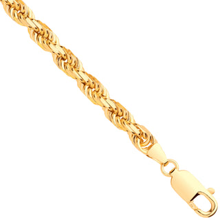 Yellow Gold D/c 5.2mm Solid Rope Chain 22