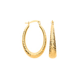 Yellow Gold D/c Elongated Oval Hoop Earrings