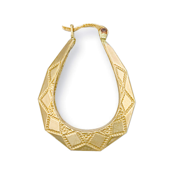Yellow Gold D/c Oval Creoles 1.1g