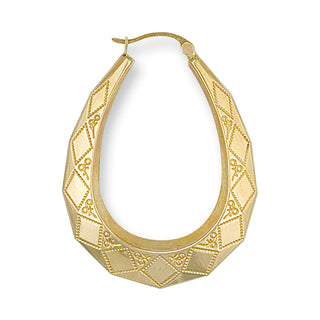 Yellow Gold D/c Oval Creoles 2.2g