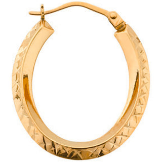 Yellow Gold D/c Oval Hoop Earrings 0.8g