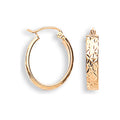 Yellow Gold D/c Oval Hoop Earrings 1.1g