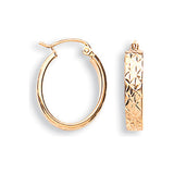 Yellow Gold D/c Oval Hoop Earrings 1.1g