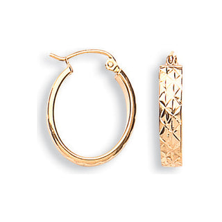 Yellow Gold D/c Oval Hoop Earrings 1.1g