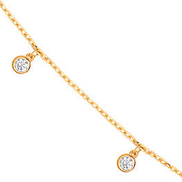 Yellow Gold Dangling CZ Diamond By The Yard 17"necklace/07" Bracelet