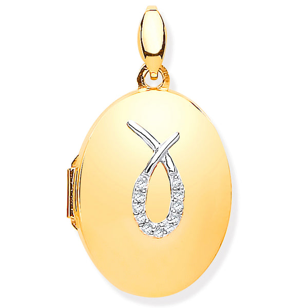 Yellow Gold & Diamonds Oval Locket