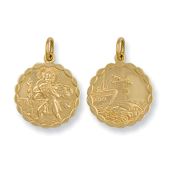 Yellow Gold Double Sided Fancy St Christopher Pendant 3.9g