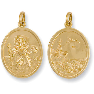 Yellow Gold Double Sided Oval Shaped St Christopher Pendant 5g