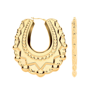 Yellow Gold Extra Large Oval Traditional Creoles Earrings