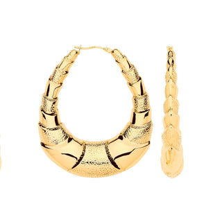 Yellow Gold Fancy Oval Design Large Creoles