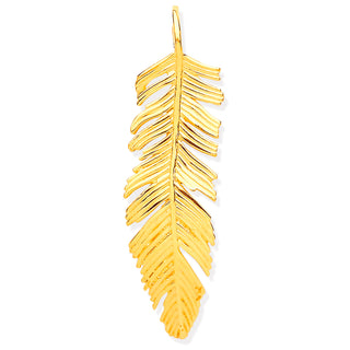 Yellow Gold Feather Leaf Large Pendant