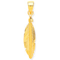 Yellow Gold Feather Leaf Pendant