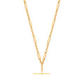Yellow Gold Figaro Belcher T-bar Bracelet/necklace