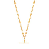 Yellow Gold Figaro Belcher T-bar Bracelet/necklace