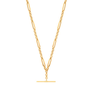 Yellow Gold Figaro Belcher T-bar Bracelet/necklace
