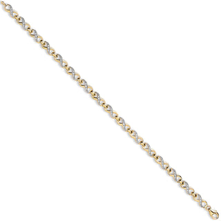 Yellow Gold Figure Of 8 CZ Link Ladies Bracelet