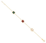 Yellow Gold Four Leaf Clover 3 Colour Ladies Bracelet 07