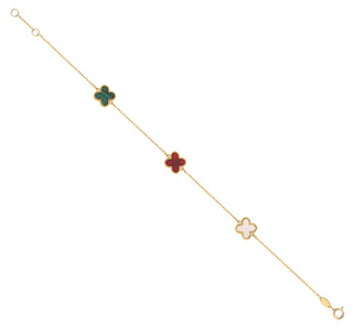 Yellow Gold Four Leaf Clover 3 Colour Ladies Bracelet 07