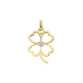 Yellow Gold Four Leaf Clover CZ Pendant