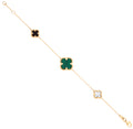 Yellow Gold Four Leaf Clovers Ladies Bracelet 07