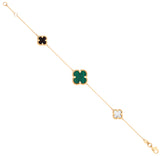 Yellow Gold Four Leaf Clovers Ladies Bracelet 07