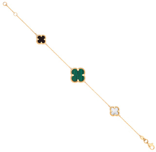 Yellow Gold Four Leaf Clovers Ladies Bracelet 07