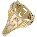 Yellow Gold (Full) Square Top Id Sides Sovereign Ring