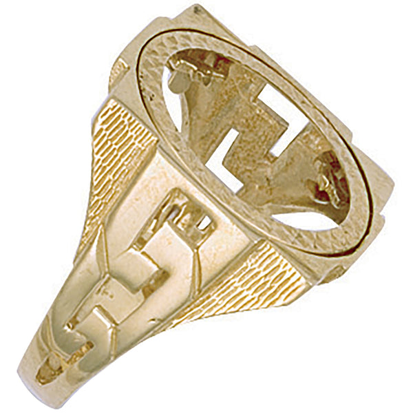 Yellow Gold (Full) Square Top Id Sides Sovereign Ring