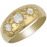 Yellow Gold Gents 3 Stone CZ Ring 4.5g
