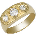 Yellow Gold Gents 3 Stone CZ Ring 6.4g