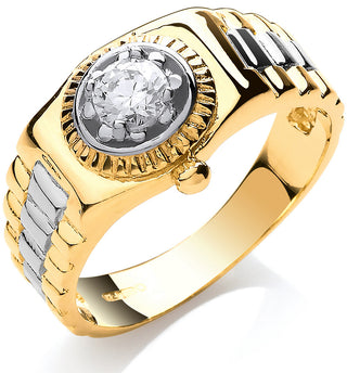 Yellow Gold Gents CZ Ring 6.4g