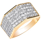 Yellow Gold Gents Five Row CZ Ring