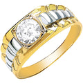Yellow Gold Gents Square Top CZ Two Colour Ring