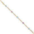 Yellow Gold Genuine Amethyst & Blue Topaz Bracelet