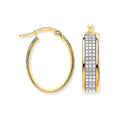 Yellow Gold Glitter P/c Illusion Oval Hoop Earrings