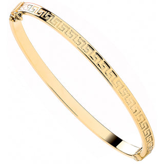Yellow Gold Greek Key Ladies 4.2mm Bangle