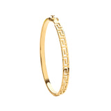 Yellow Gold Greek Key Ladies Hollow Bangle
