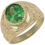 Yellow Gold Green CZ College Ring