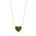 Yellow Gold Green Rubover Heart 18"necklace 18