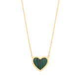 Yellow Gold Green Rubover Heart 18"necklace 18