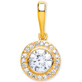 Yellow Gold Halo Style CZ Pendant