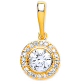 Yellow Gold Halo Style CZ Pendant