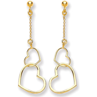 Yellow Gold Heart Drop Earring