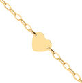 Yellow Gold Heart Plate Belcher Link Ladies Bracelet