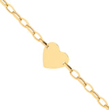 Yellow Gold Heart Plate Belcher Link Ladies Bracelet