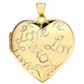 Yellow Gold Heart Shape Locket With Love Engraved