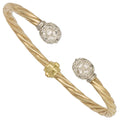 Yellow Gold Hinghed Twisted CZ Torque Bangle 9.5g